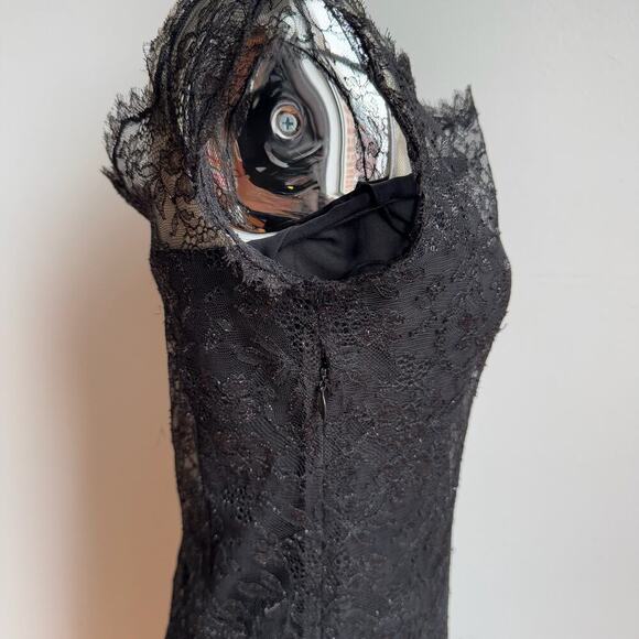 Y2K Black Lace Sheer Shift Dress with Strapless Slip - Picture 3 of 8